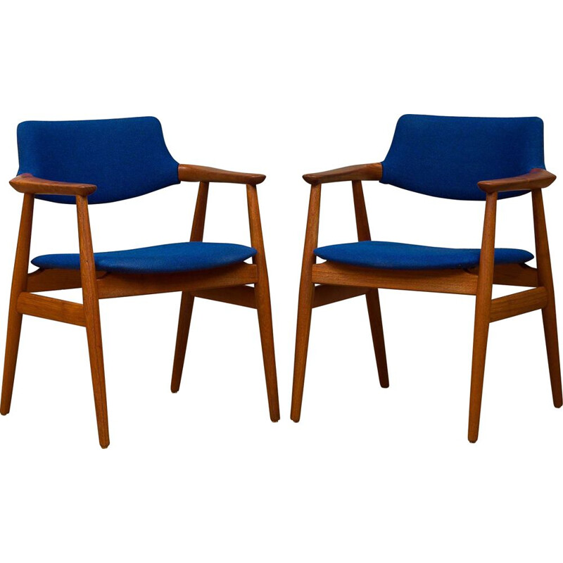 Paire de fauteuils en laine bleu par Erik Kirkegaard,1950