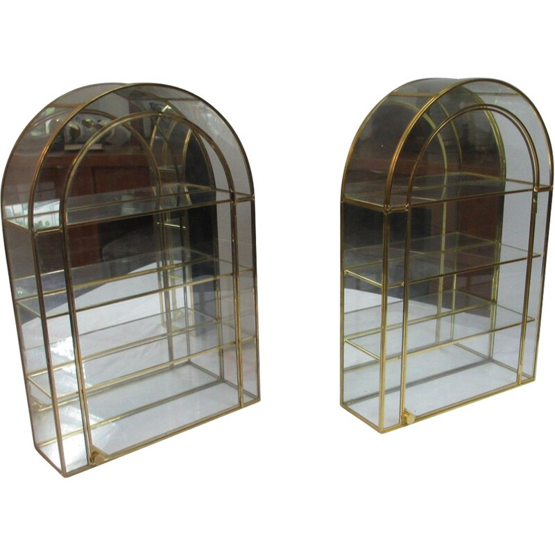 Vintage pair of storange in glass and brass from the 70s