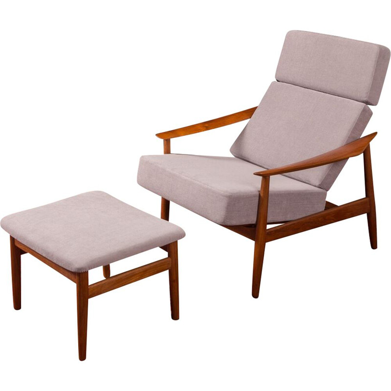 Vintage armchair with foot stool FD 164 by Arne Vodder for France & Søn 1960s
