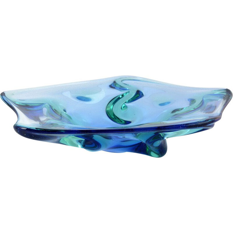 Vintage glass bowl by J. Hospodka Chribska Sklarna 1960s