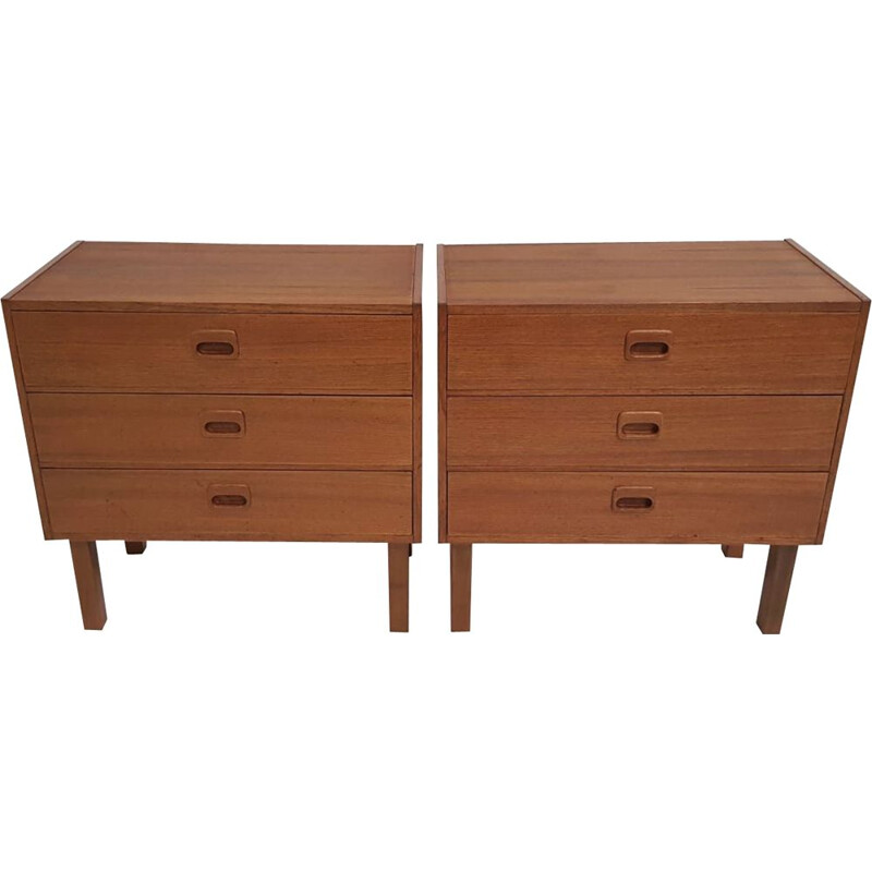 Scandinavian vintage teak bedside table with 1960 drawers