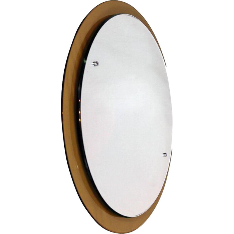 Vintage round mirror from Crystal Art Italy, 1960