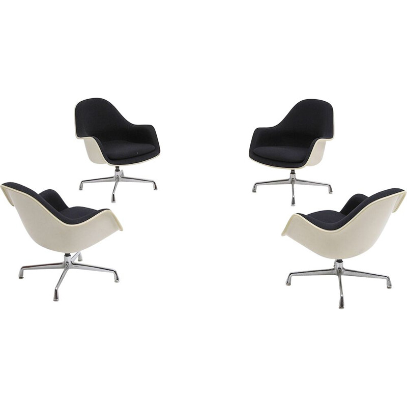 Set of 4 vintage swiveling armchairs EC175-8 by Charles and Ray Eames for Herman Miller