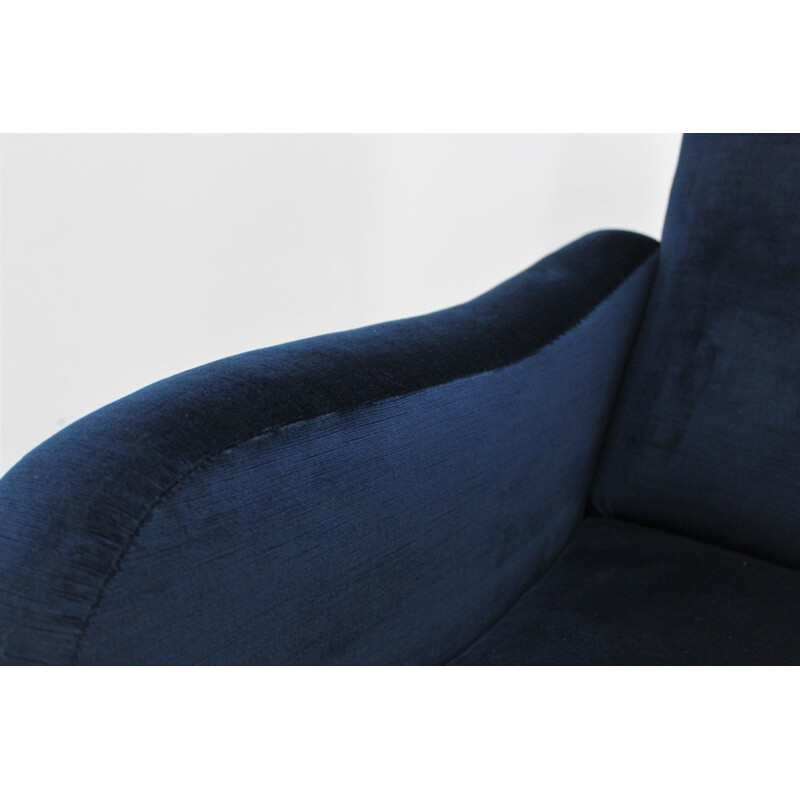 Paire de fauteuils italiens vintage en velours bleu