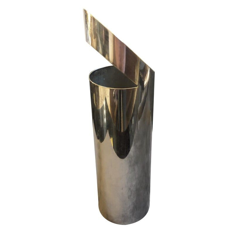 Vintage vase in silvered metal by Paolo Gatti