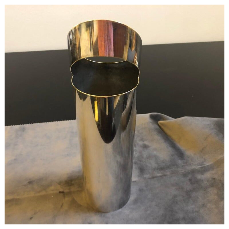 Vintage vase in silvered metal by Paolo Gatti