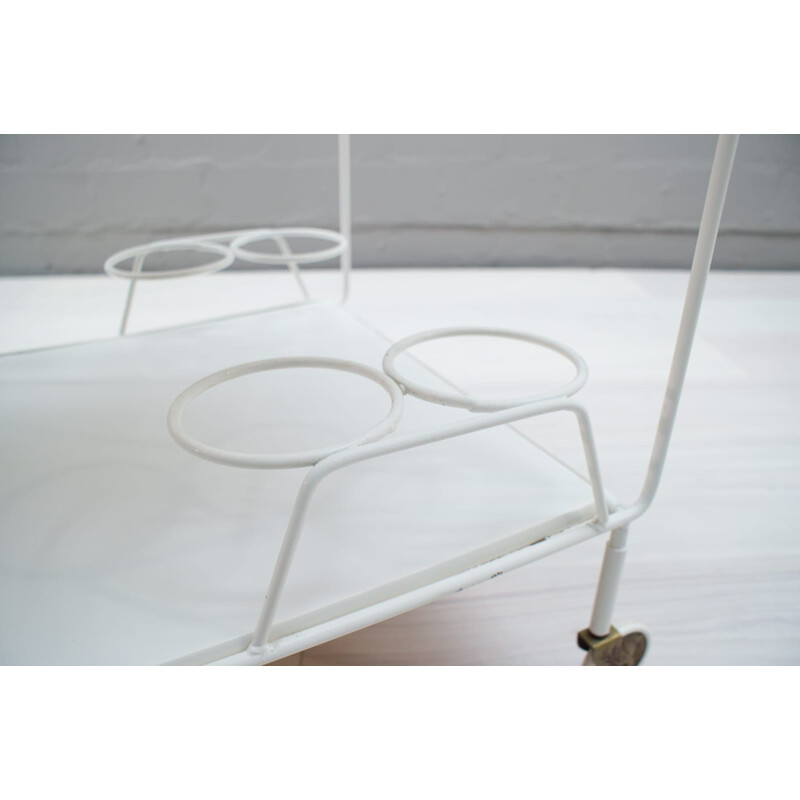 Vintage white metal serving trolley