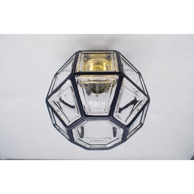 Vintage geometric glass ceiling lamp by Limbourg, 1960