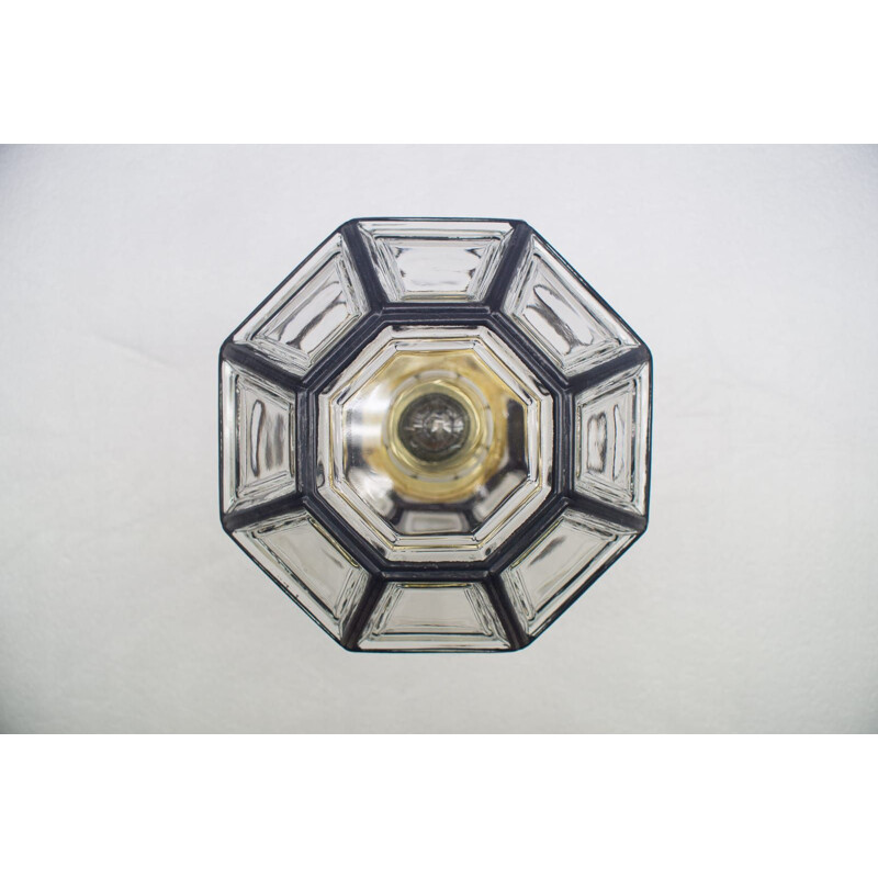 Vintage geometric glass ceiling lamp by Limbourg, 1960