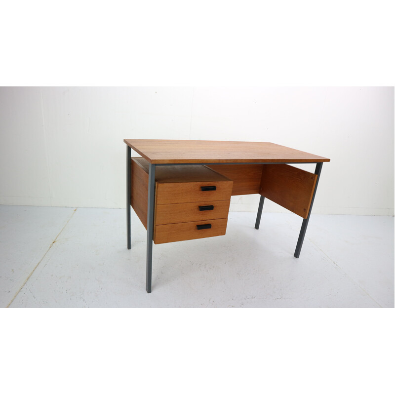 Vintage desk in teak & metal frame Netherlands 1960s 
