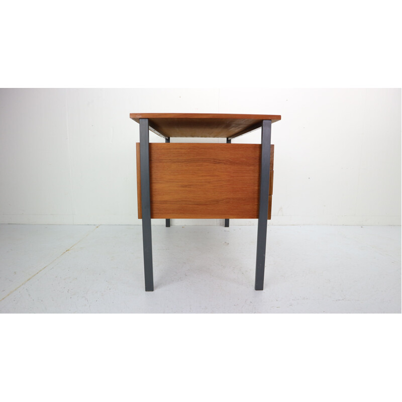 Vintage desk in teak & metal frame Netherlands 1960s 