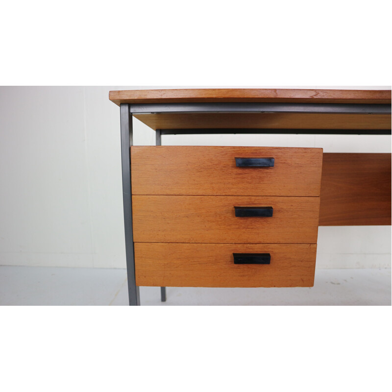 Vintage desk in teak & metal frame Netherlands 1960s 