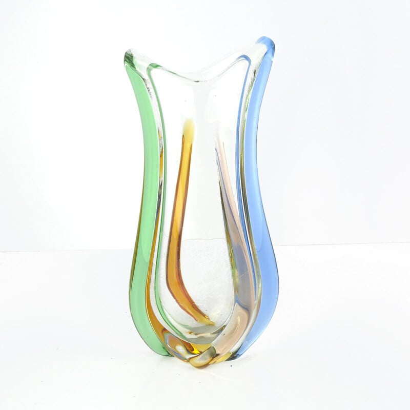 Vintage glass vase Rhapsody by Frantisek Zemek, Moser Czechoslovakia, 1960s
