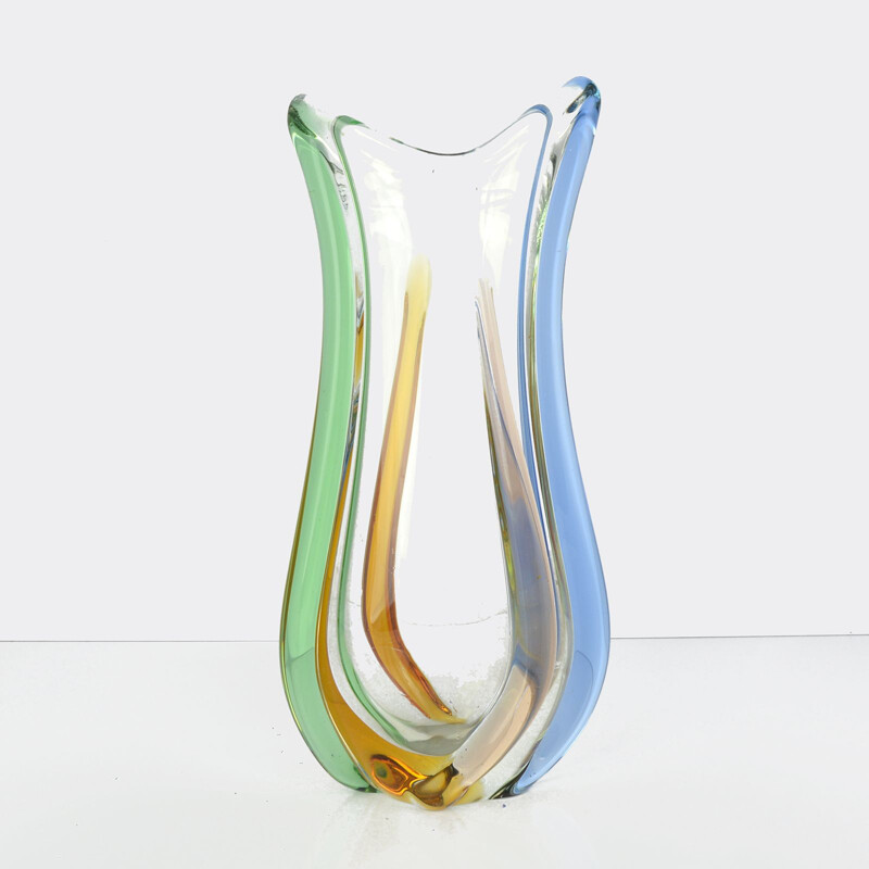 Vintage glass vase Rhapsody by Frantisek Zemek, Moser Czechoslovakia, 1960s