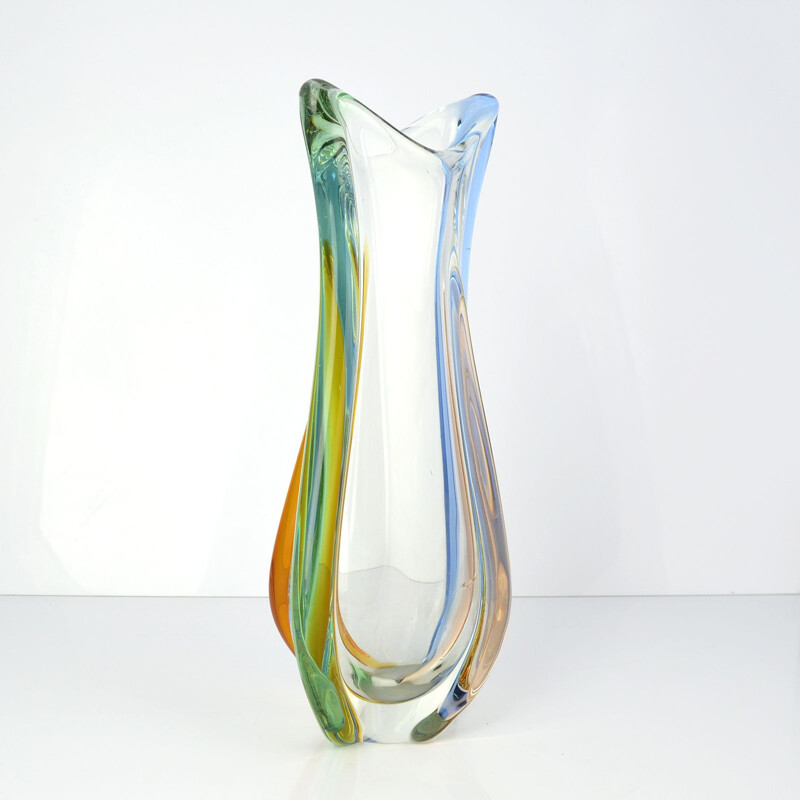 Vintage glass vase Rhapsody by Frantisek Zemek, Moser Czechoslovakia, 1960s