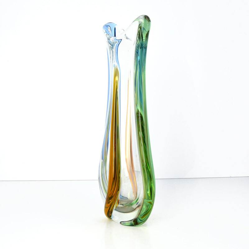 Vintage glass vase Rhapsody by Frantisek Zemek, Moser Czechoslovakia, 1960s