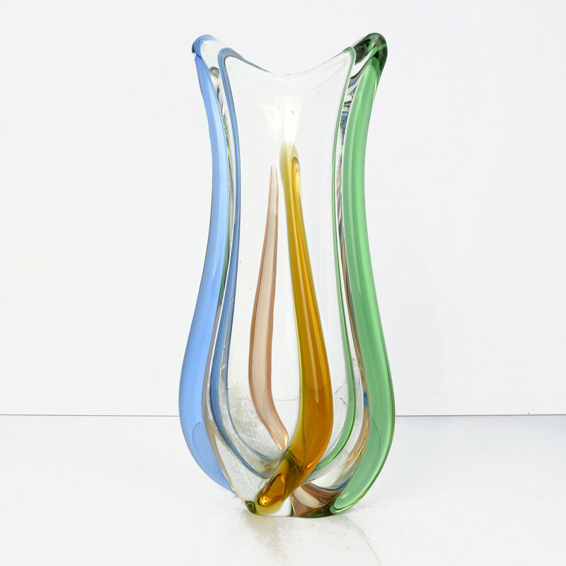 Vintage glass vase Rhapsody by Frantisek Zemek, Moser Czechoslovakia, 1960s