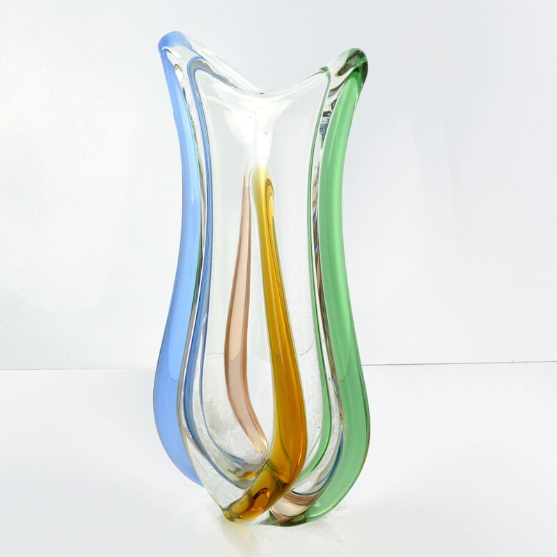 Vintage glass vase Rhapsody by Frantisek Zemek, Moser Czechoslovakia, 1960s