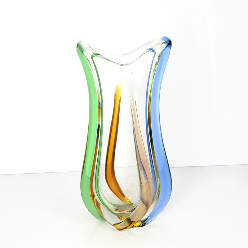 Vintage glass vase Rhapsody by Frantisek Zemek, Moser Czechoslovakia, 1960s