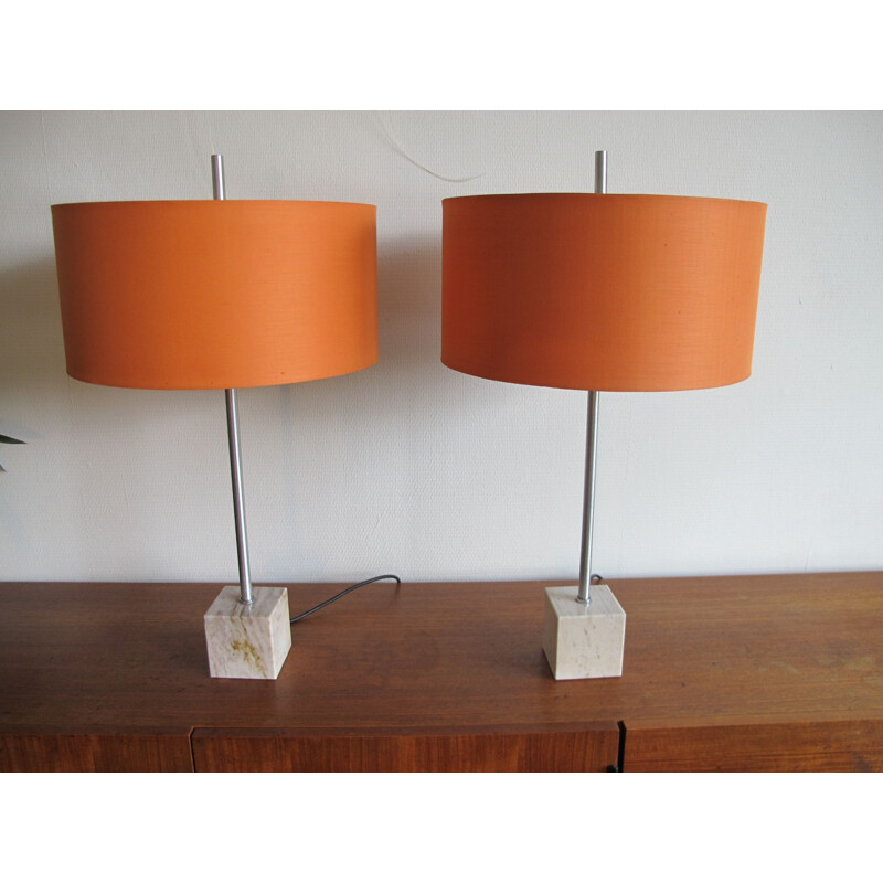 Pair of vintage marble table lamps by Raak, 1960