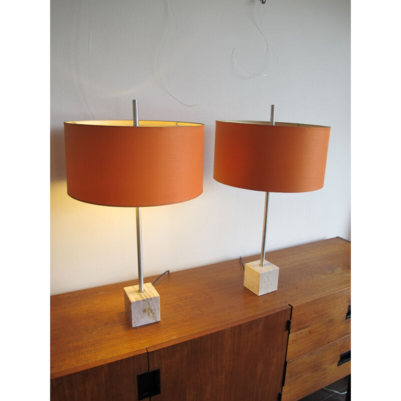 Pair of vintage marble table lamps by Raak, 1960