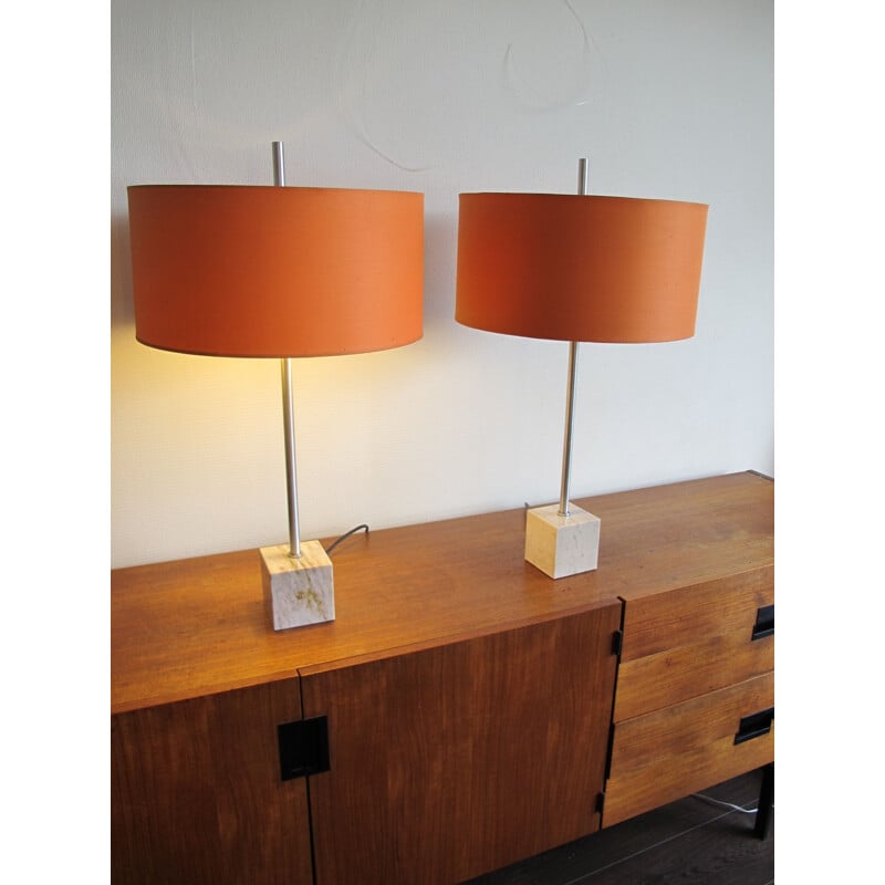 Pair of vintage marble table lamps by Raak, 1960