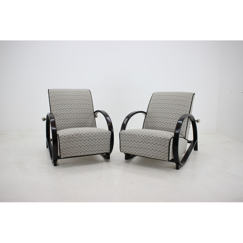 Ensemble de 2 fauteuils vintage Art Déco en bois courbé 1930
