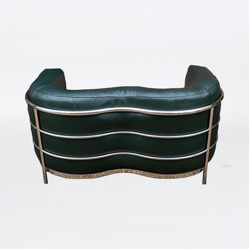 Vintage green leather linving room set ONDA by Zanotta