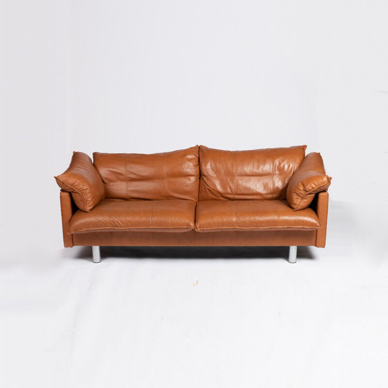Vintage 2.5 seat leather sofa - Denmark 1970