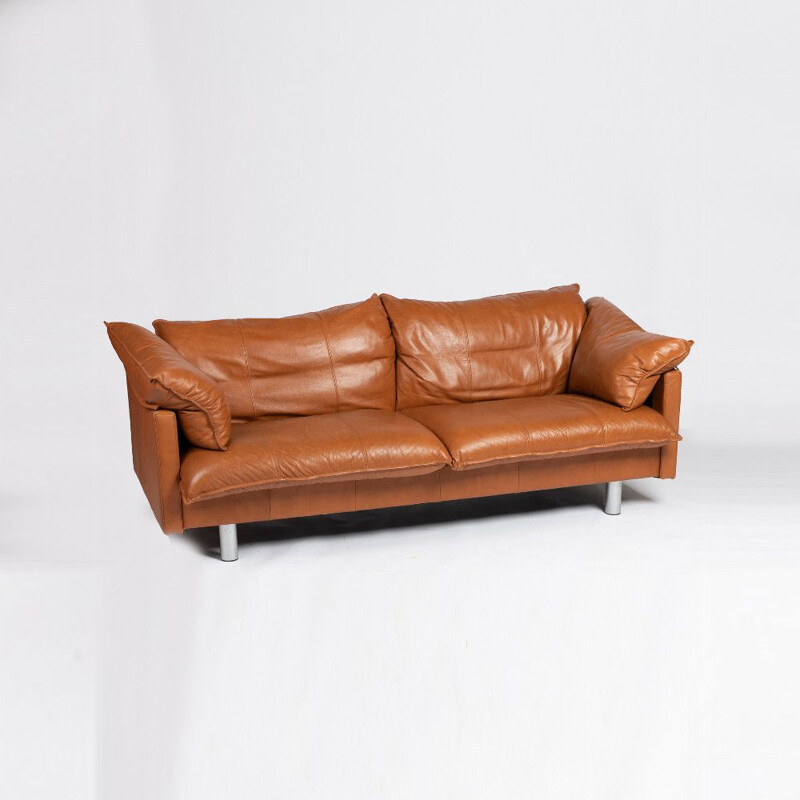 Vintage 2.5 seat leather sofa - Denmark 1970