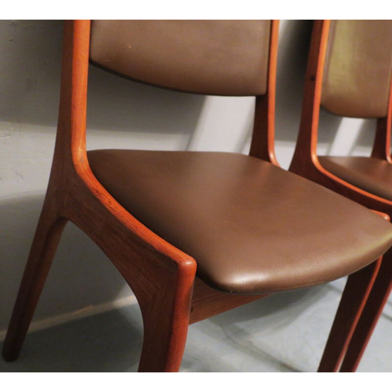 Vintage pair of Teak & Leather Dining Chairs by Kai Kristiansen for KS Møbler 1960s