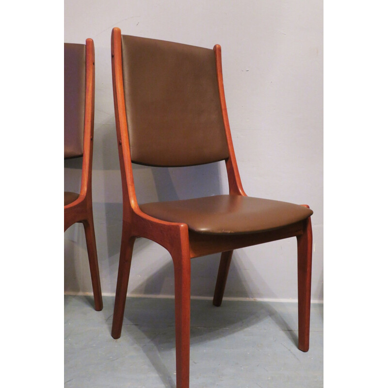 Vintage pair of Teak & Leather Dining Chairs by Kai Kristiansen for KS Møbler 1960s