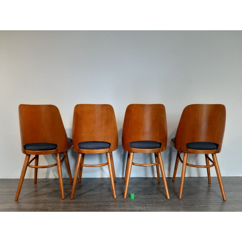 Set of 8 vintage beech chairs by Jiràk for Tatra 1960s