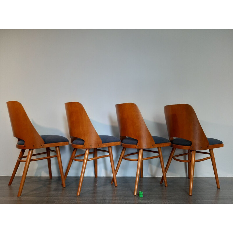 Set of 8 vintage beech chairs by Jiràk for Tatra 1960s