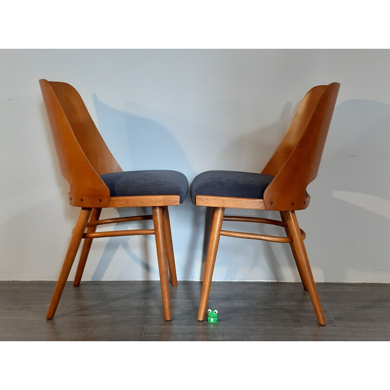 Set of 8 vintage beech chairs by Jiràk for Tatra 1960s
