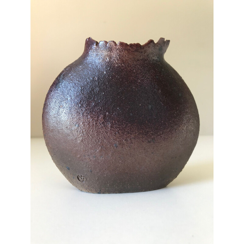 Vintage stoneware vase by Jean Paul Brunet, 1970