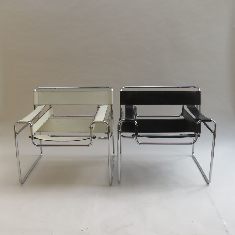 Chaise vintage Wassily en cuir et chromé par Marcel Breuer pour Knoll,1980