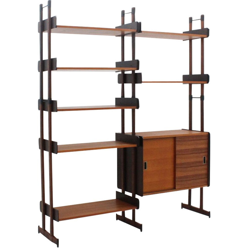 Vintage wall unit in teak and rosewood