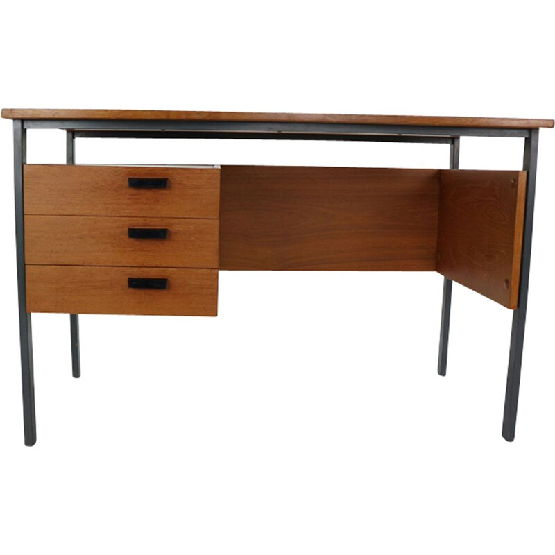 Vintage desk in teak & metal frame Netherlands 1960s 