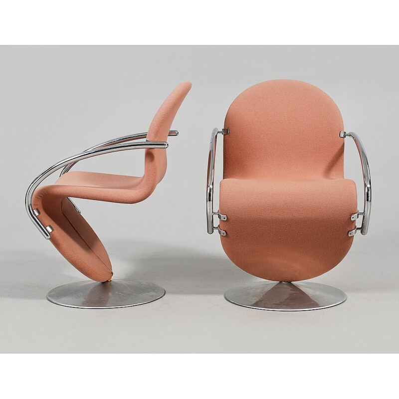 Set of 4 Fritz Hansen chairs in metal and fabric, Verner PANTON - 1970s