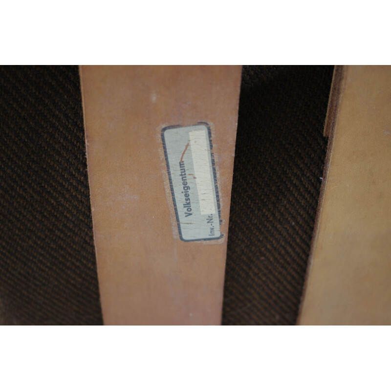 German vintage lounge chair in steel and brown fabric