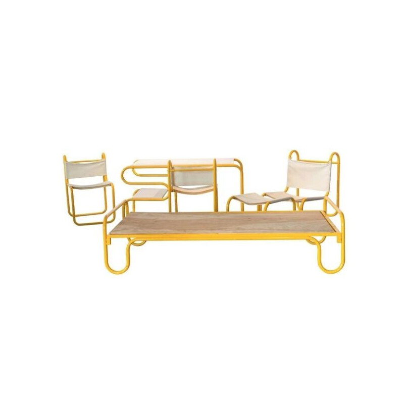 Tubular steel lounge set by Michel Hamon