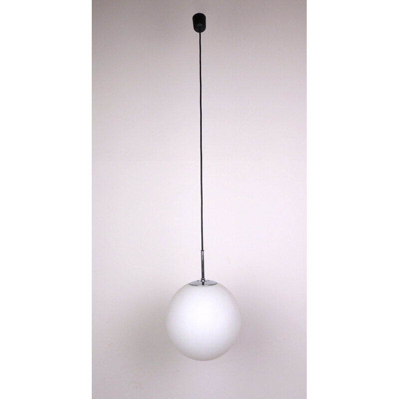 Vintage Opal Glass Ball Pendant Lamp for Glashütte Limburg 1960s