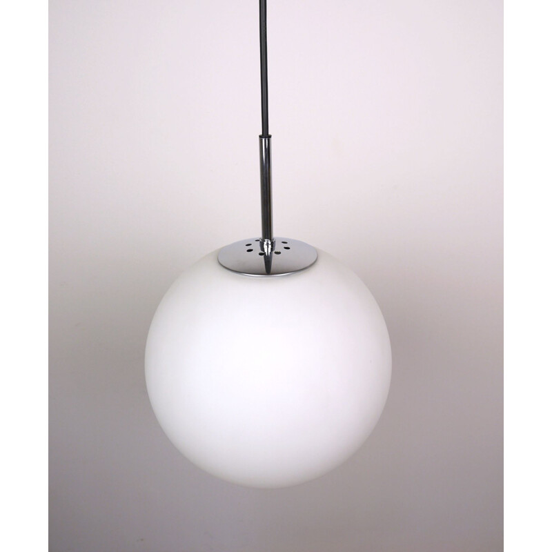 Vintage Opal Glass Ball Pendant Lamp for Glashütte Limburg 1960s