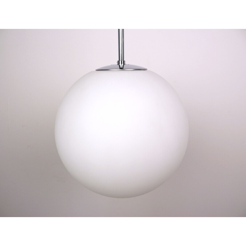 Vintage Opal Glass Ball Pendant Lamp for Glashütte Limburg 1960s