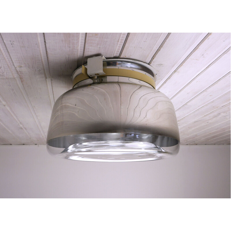 Round Glass Vintage Ceiling Lamp by Interferenz Licht & Lichtdeckensysteme 1970s