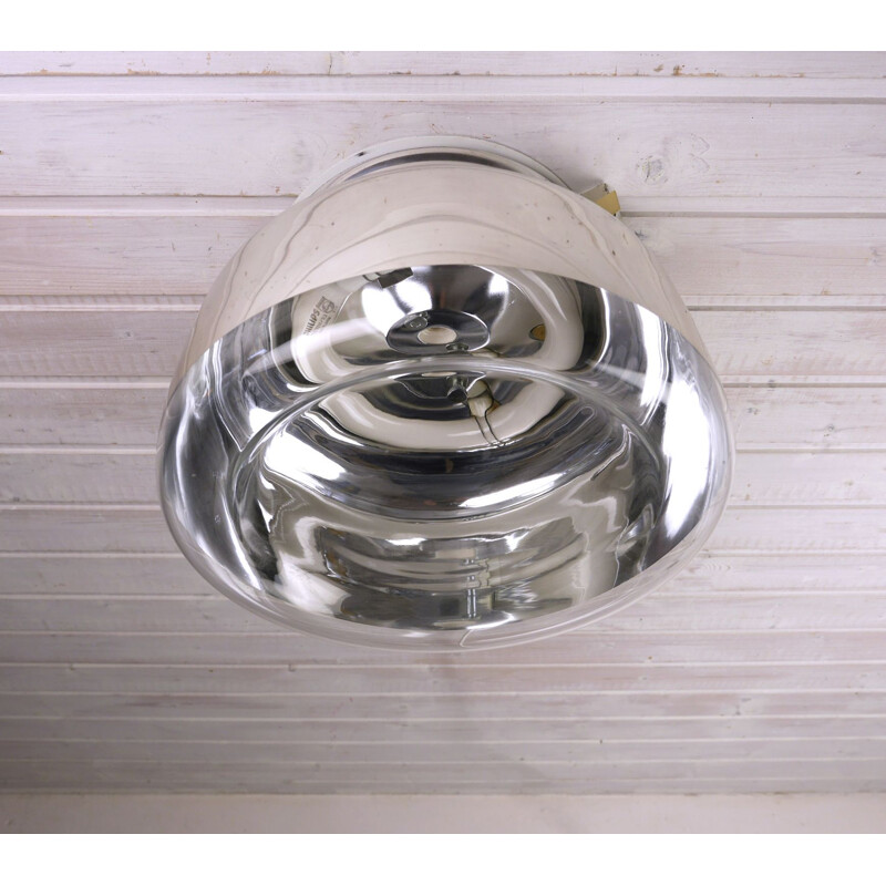 Round Glass Vintage Ceiling Lamp by Interferenz Licht & Lichtdeckensysteme 1970s