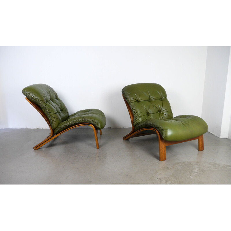 Pair of vintage armchairs by Elsa & Nordahl Solheim for Rybo Rykken & Co 1970s