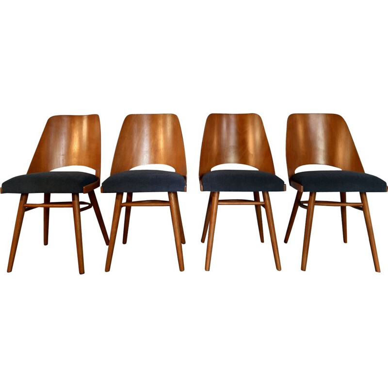 Set of 8 vintage beech chairs by Jiràk for Tatra 1960s