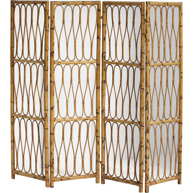 Vintage decorative folding screen from the 50s